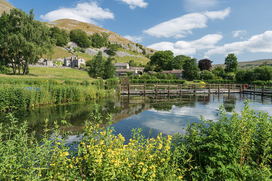 Kilnsey Park trout farm and tourist attractions in Upper Wharfedale, Yorkshire, England, United Kingdom, Europe