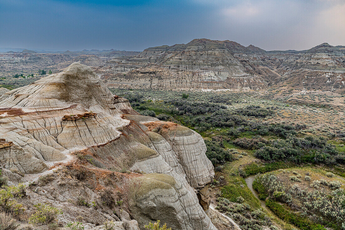 Eroded landscape in the Dinosaur Provincial Park, UNESCO World Heritage Site, Alberta, Canada, North America