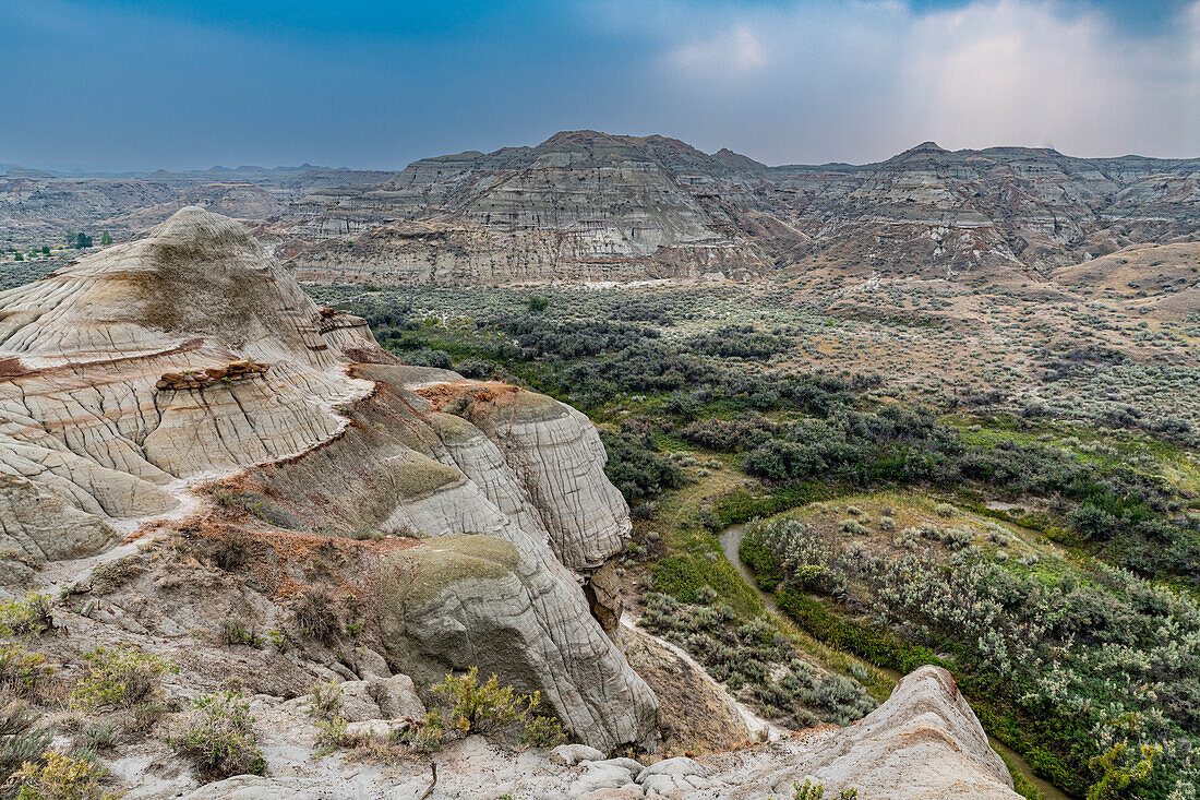 Eroded landscape in the Dinosaur Provincial Park, UNESCO World Heritage Site, Alberta, Canada, North America