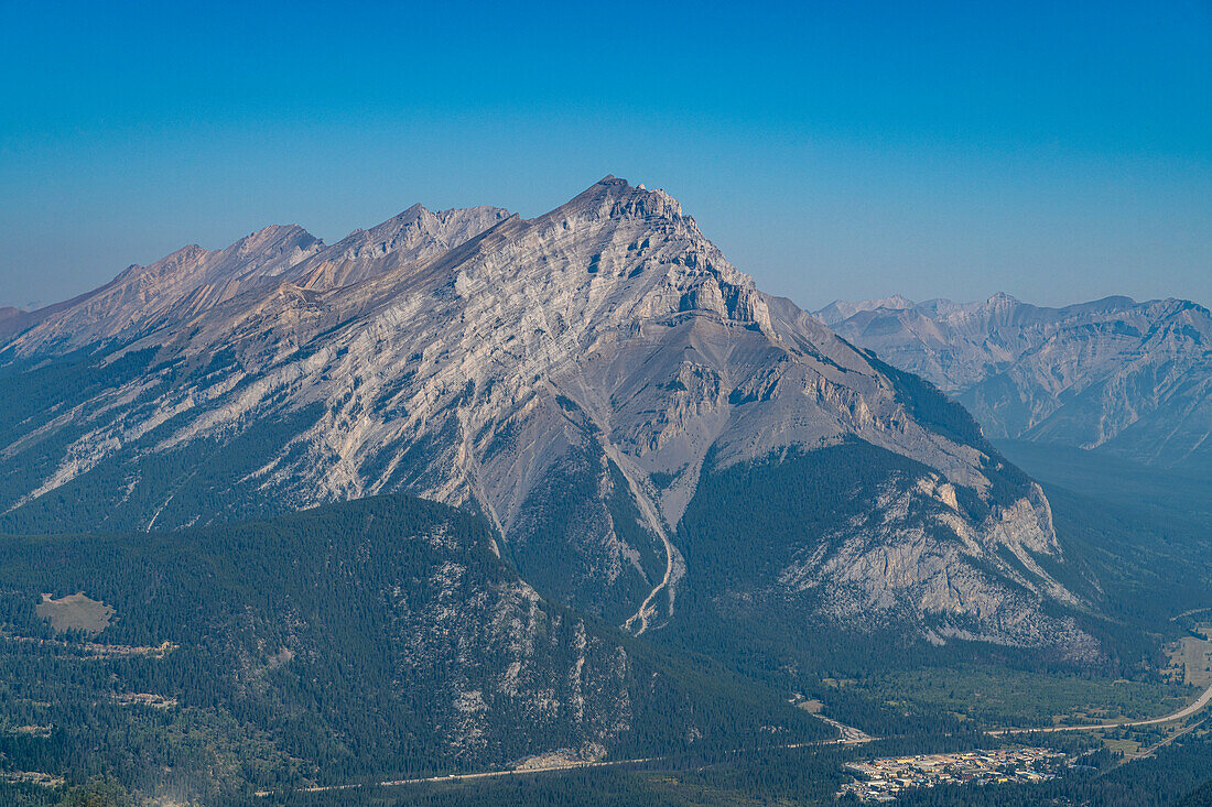Cascade Mountain view from Sulphur Mountain top, Banff National Park, UNESCO World Heritage Site, Alberta, Rocky Mountains, Canada, North America