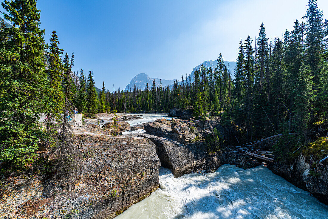 Natural Bridge Lower Falls, Yoho-Nationalpark, UNESCO-Weltnaturerbe, British Columbia, Kanada, Nordamerika