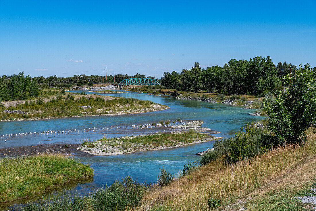 Old Man River, Fort Macleod, in der Nähe der UNESCO-Stätte "Head Smashed in Buffalo Jump", Alberta, Kanada, Nordamerika