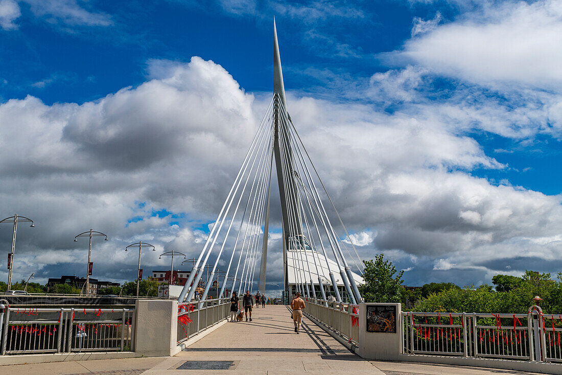 Esplanade Riel Footbridge, Peace Park, Winnipeg, Manitoba, Kanada, Nordamerika