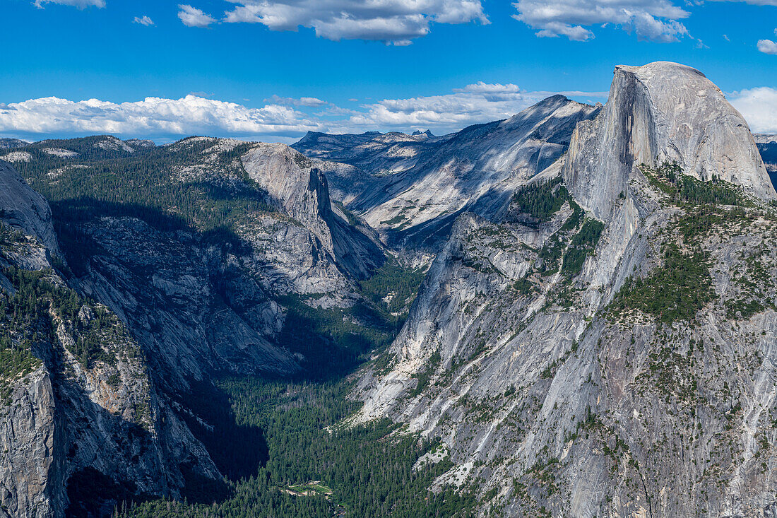 View over Yosemite National Park with Half Dome, UNESCO World Heritage Site, California, United States of America, North America