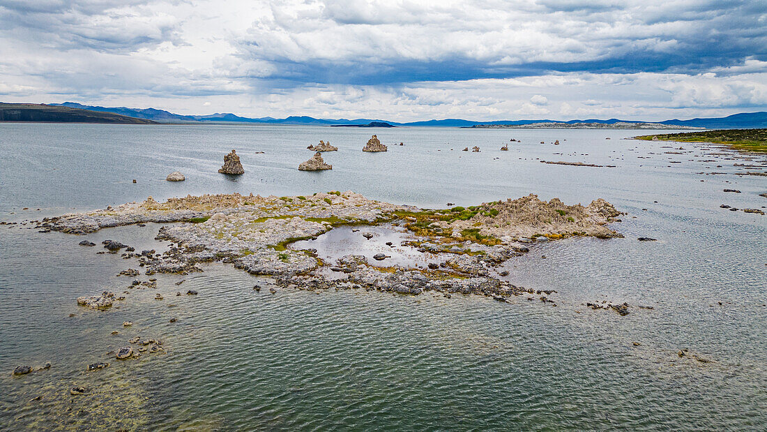 Outcrops in the saline soda lake, Mono Lake, California, United States of America, North America