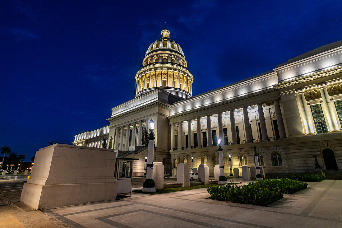 Night shot of the Parliament of Havana, Cuba, West Indies, Central America