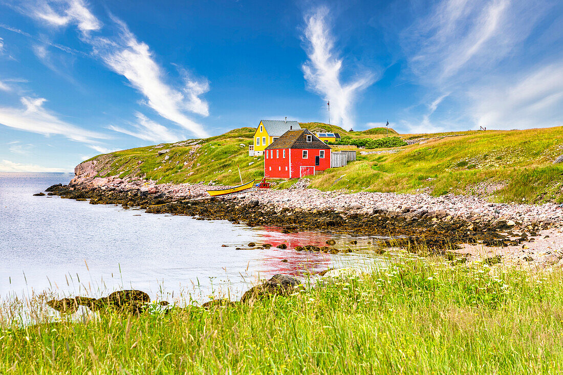 Alte Fischerhäuser, Ile aux Marins, Fischerinsel, Gebietskörperschaft Saint-Pierre und Miquelon, Überseeische Gebietskörperschaft Frankreichs, Nordamerika