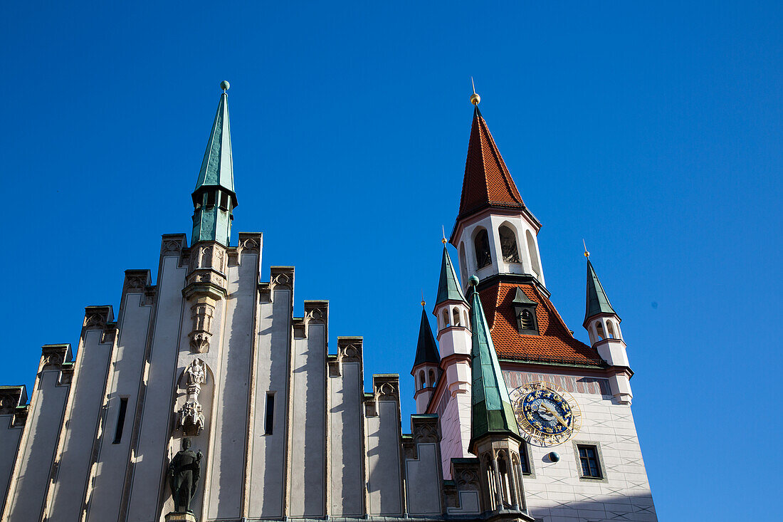 Uhrenturm, Altes Rathaus, Altstadt, München, Bayern, Deutschland, Europa