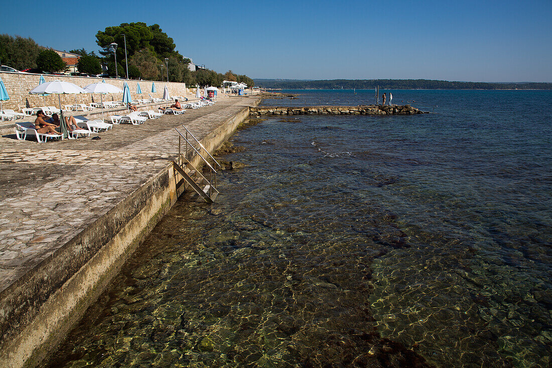 People at Seaside Swimming Area, Old Town, Novigrad, Croatia, Europe