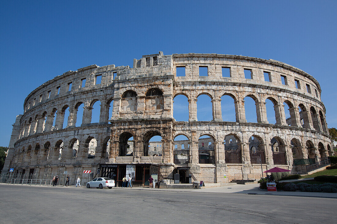 Pula Arena, Römisches Amphitheater, erbaut zwischen 27 v. Chr. und 68 n. Chr., Pula, Kroatien, Europa