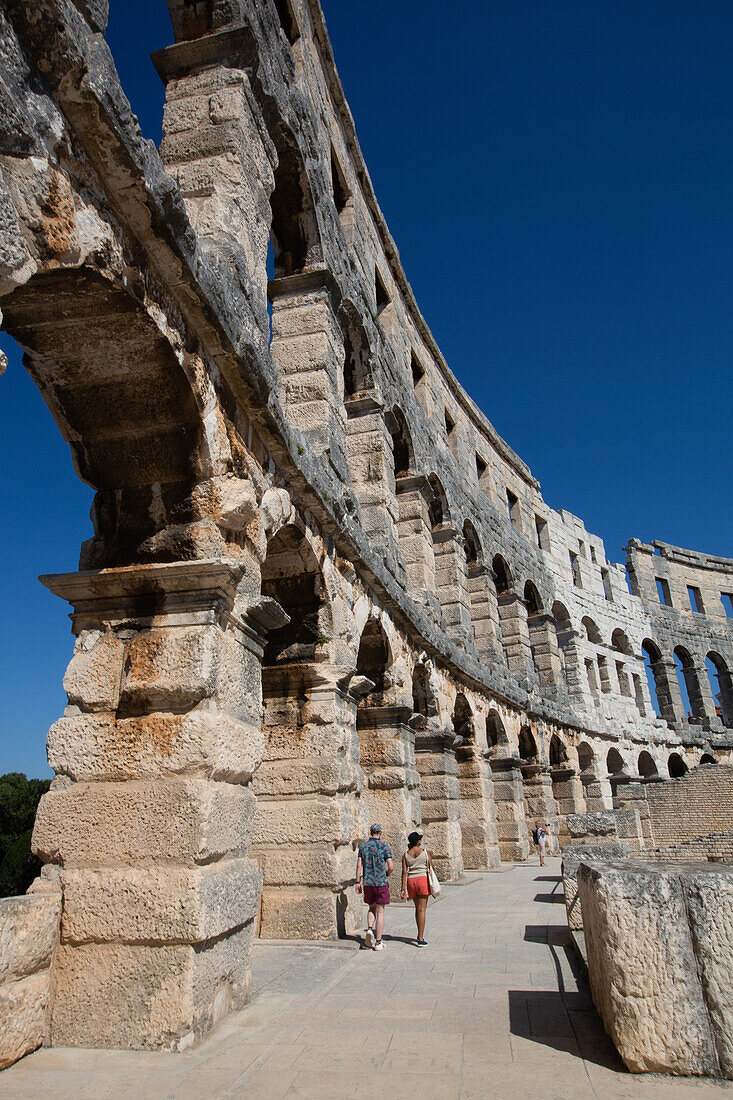 Pula Arena, Römisches Amphitheater, erbaut zwischen 27 v. Chr. und 68 n. Chr., Pula, Kroatien, Europa