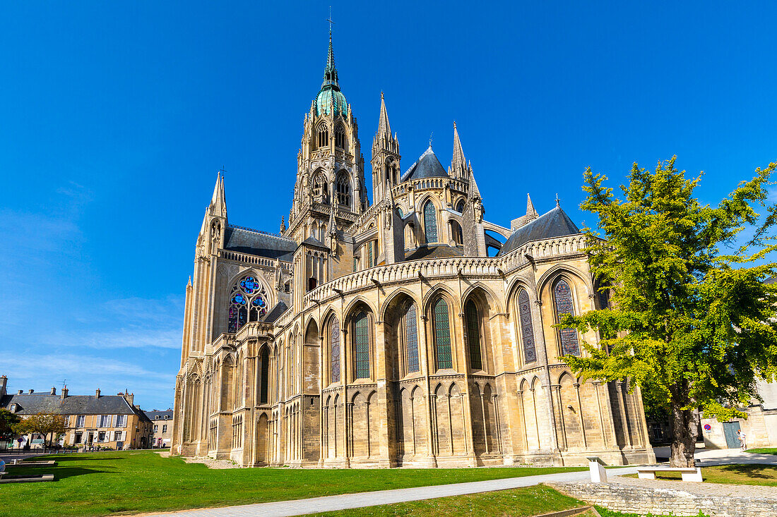 Das Äußere der Kathedrale von Bayeux, Bayeux, Normandie, Frankreich, Europa