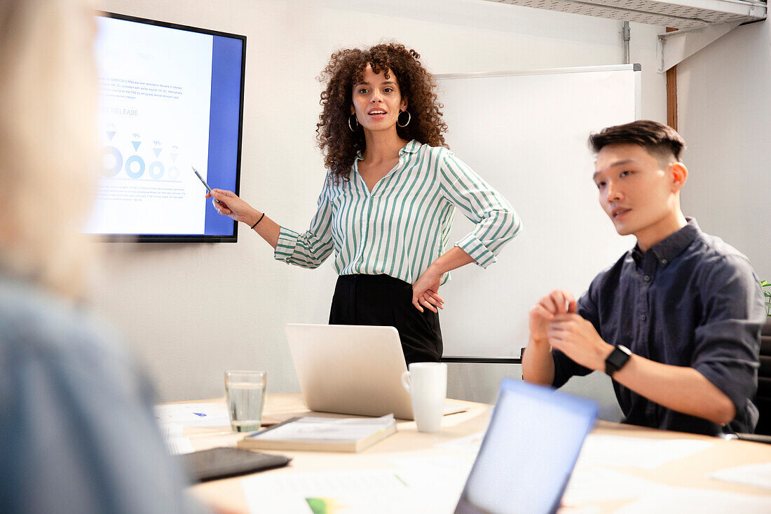 Businesswoman presenting a project to colleagues