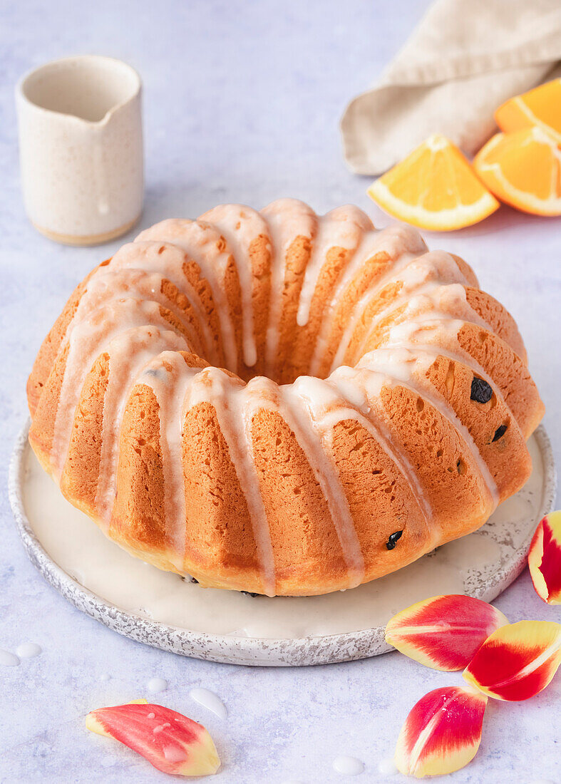 A circular citrus bundt cake