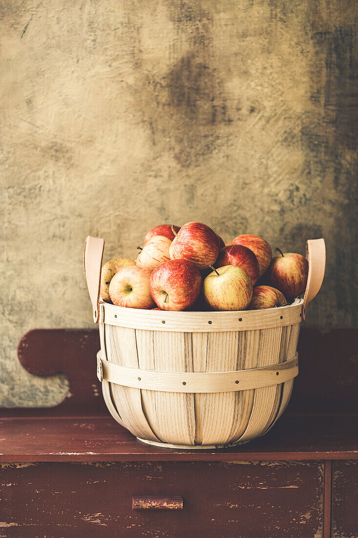 Fresh ripe apples in a basket