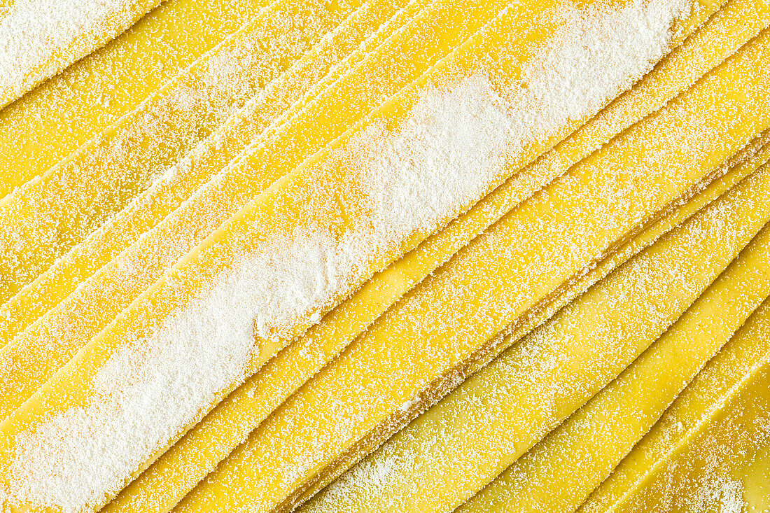 Fresh pappardelle in close-up