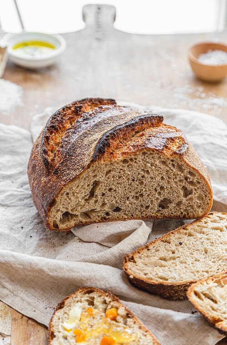 A loaf of sourdough bread