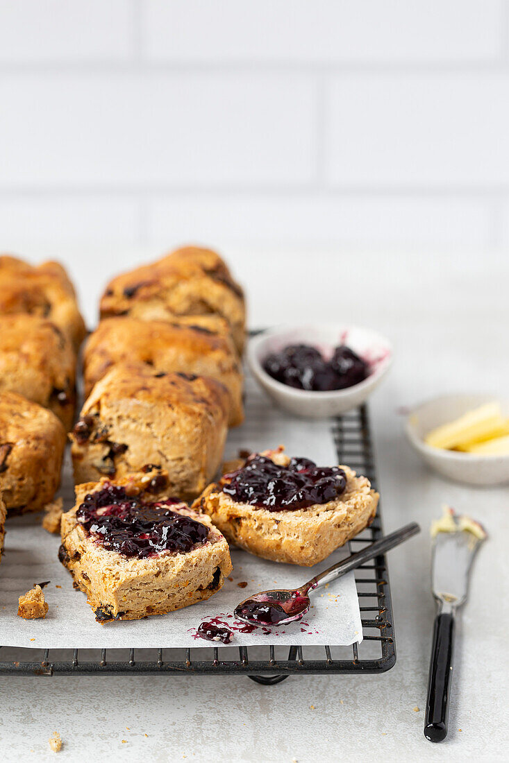 Date-cinnamon-orange biscuits on a chilled shelf