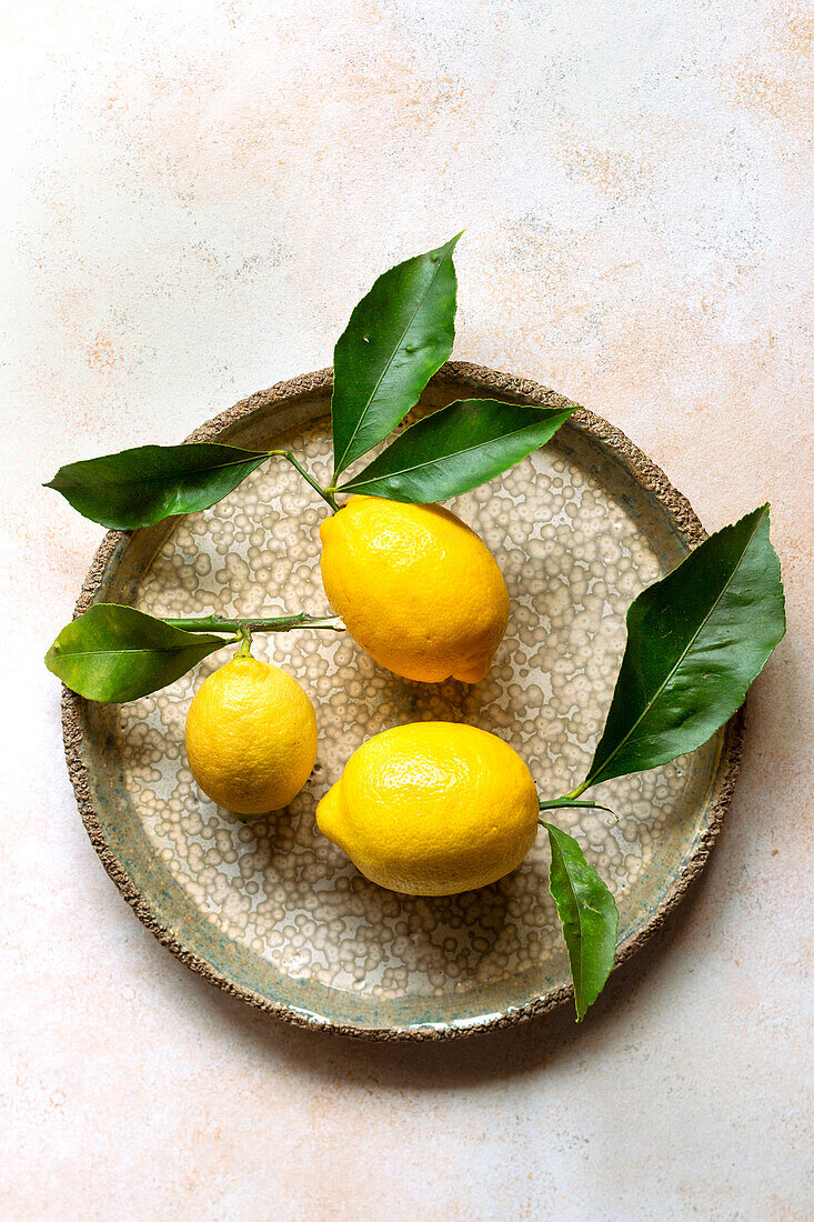 Lemons on a ceramic plate