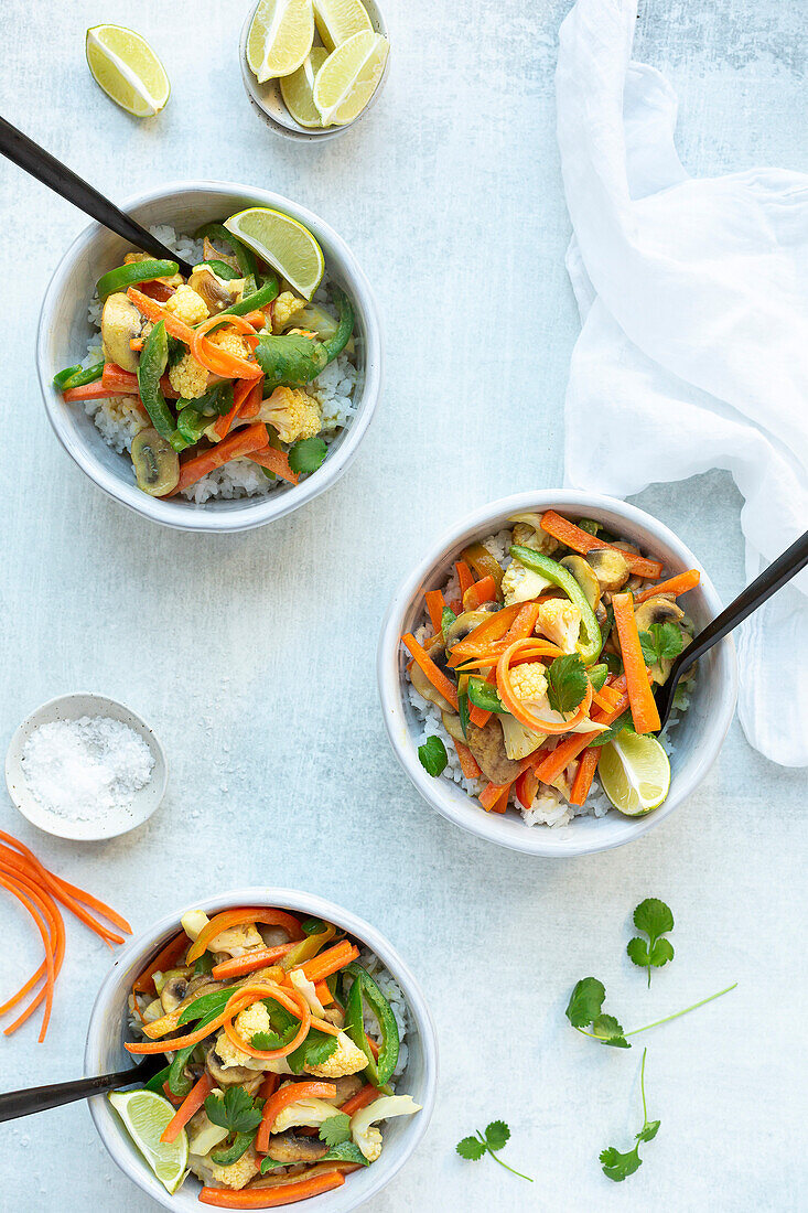 Coconut Curry Vegetables in a white bowl