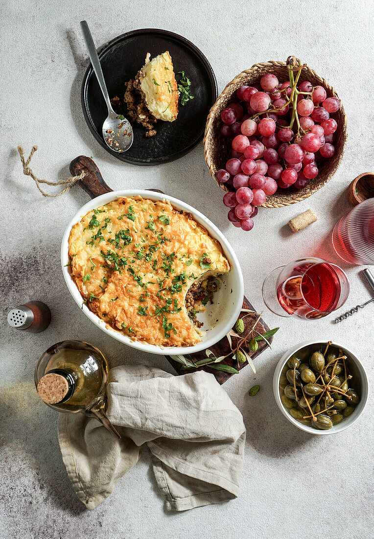 pastel de papa or empadão is a traditional Portuguese dish that is also popular in Argentina, Bolivia and Chile - minced meat and mashed potatoes