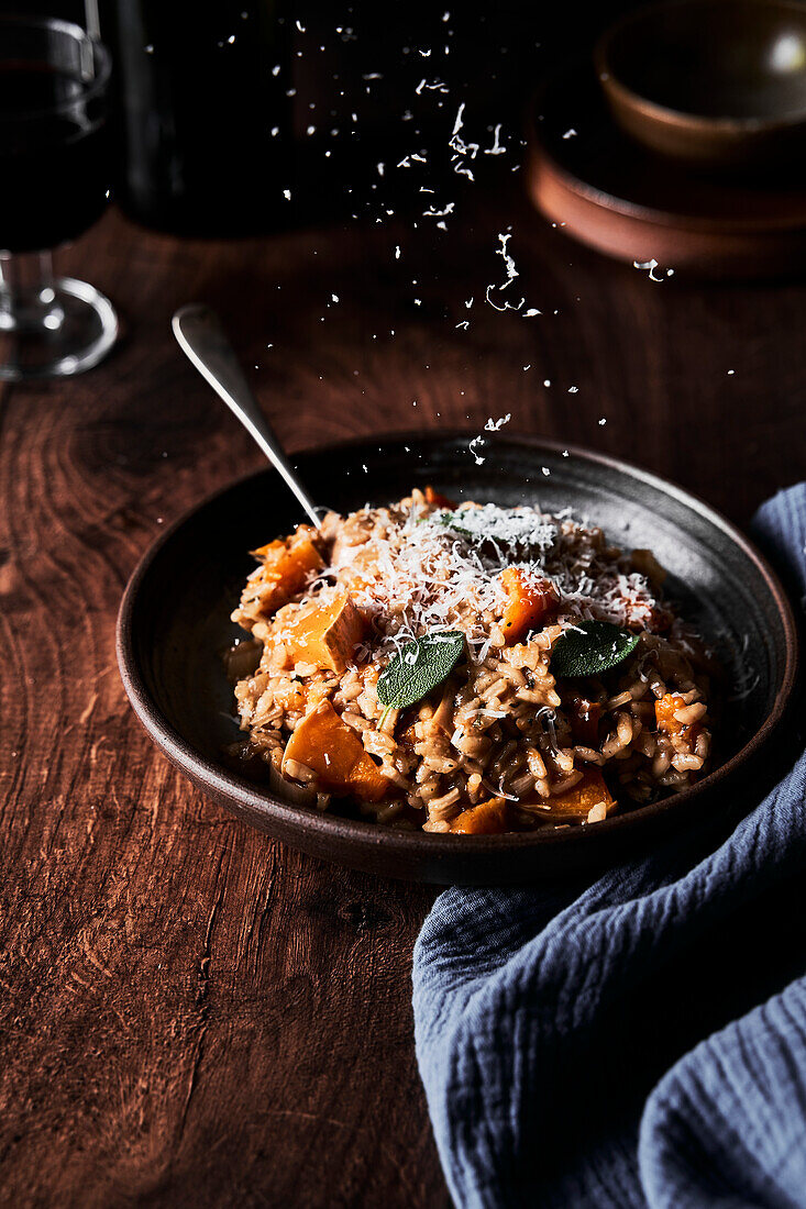 Butternut squash and sage risotto with wine and parmesan