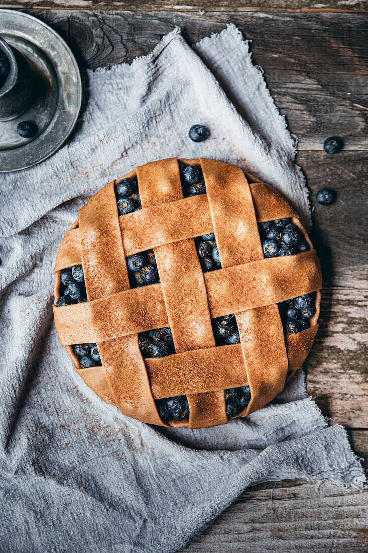 Blueberry Tart with a lattice pastry topping