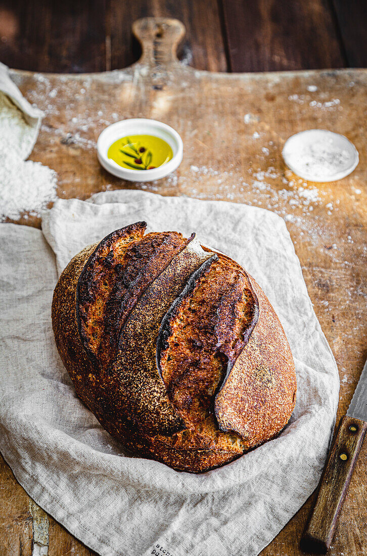 A loaf of sourdough bread