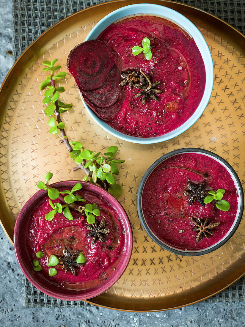 Beetroot soup with spekboom and star anise