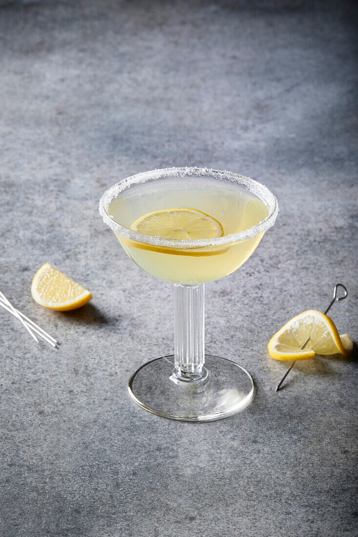 Lemon Cocktail on a Grey Background