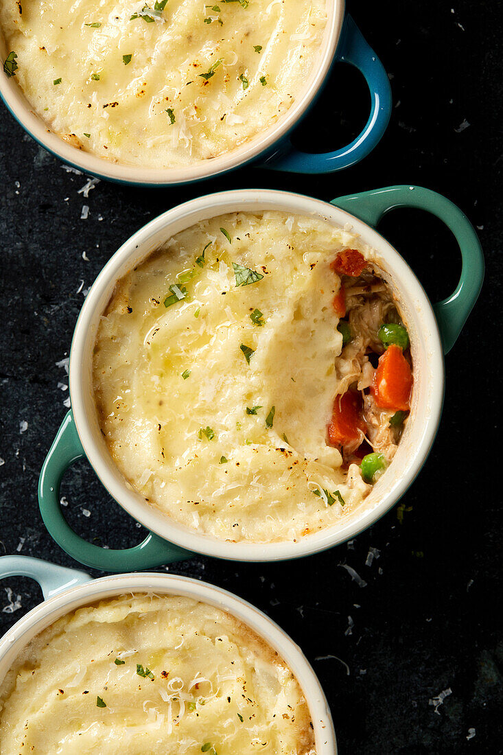 Mini shepherd's pies in moulds