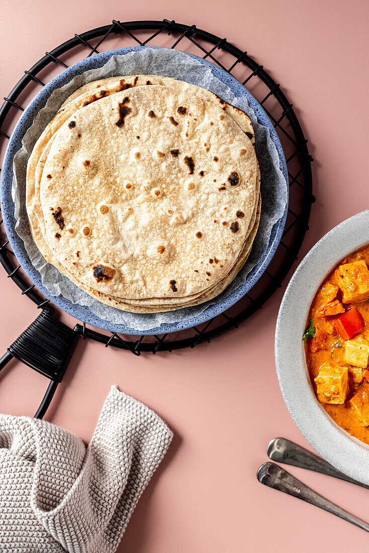 Pile of Indian roti (chapati)