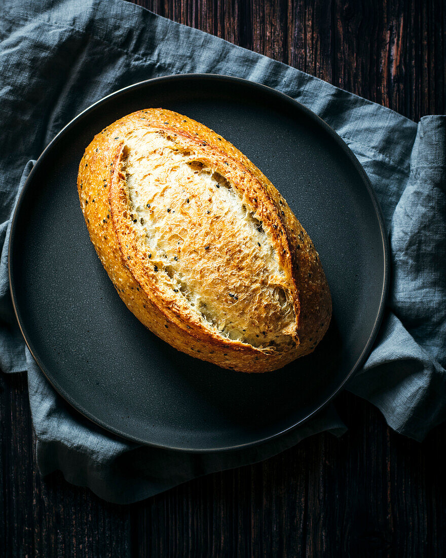 Fresh sourdough bread on a plate