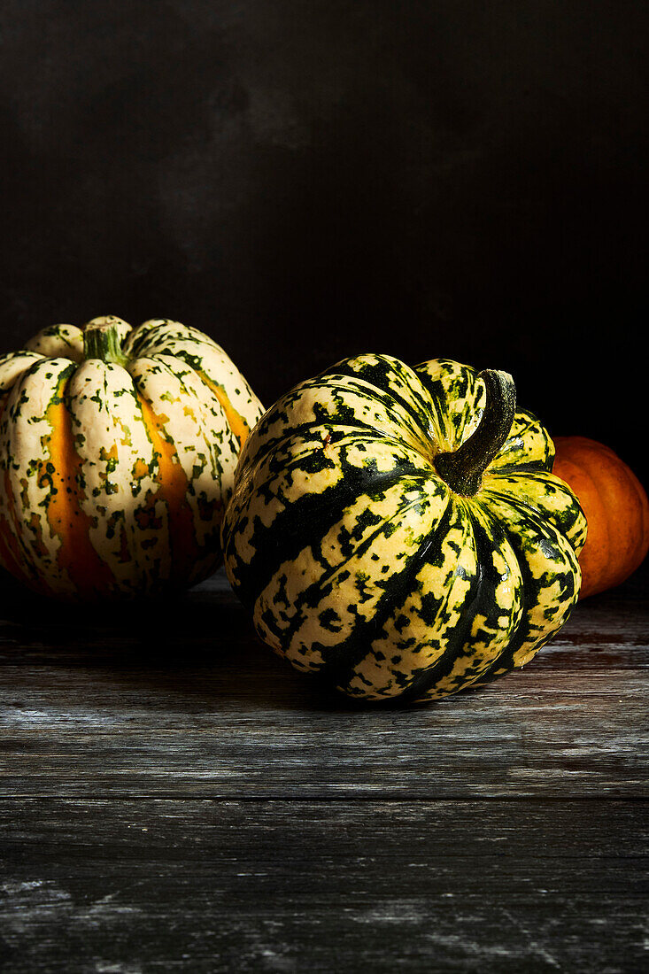 Squash Portrait on a Dark Surface and Background