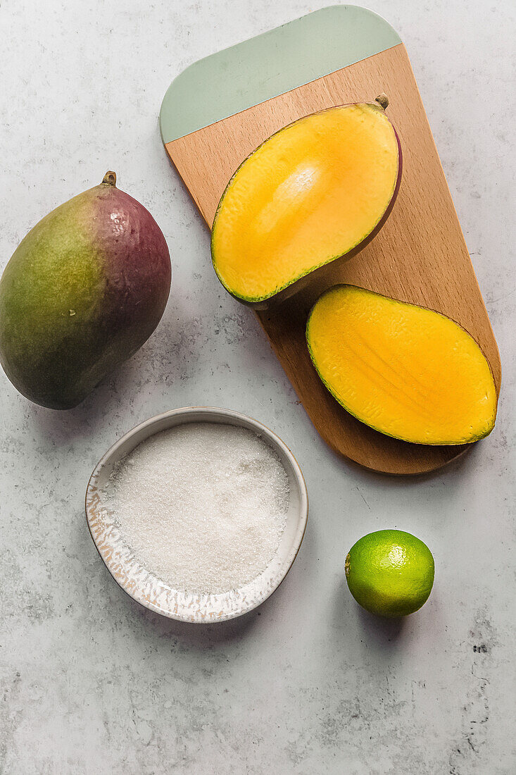 Ingredients for making mango compote