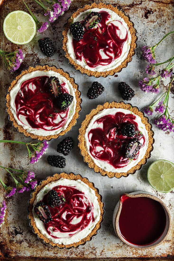 Mini Cheesecake Blackberry Lime Tartlets