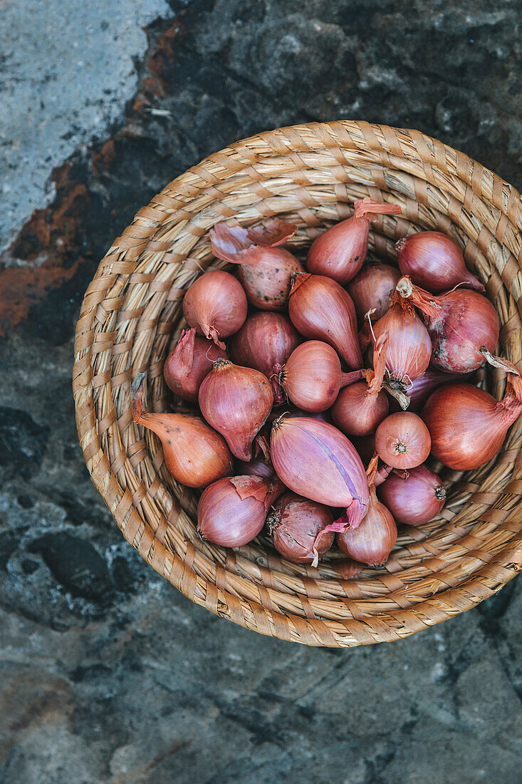 Shallots in a basket