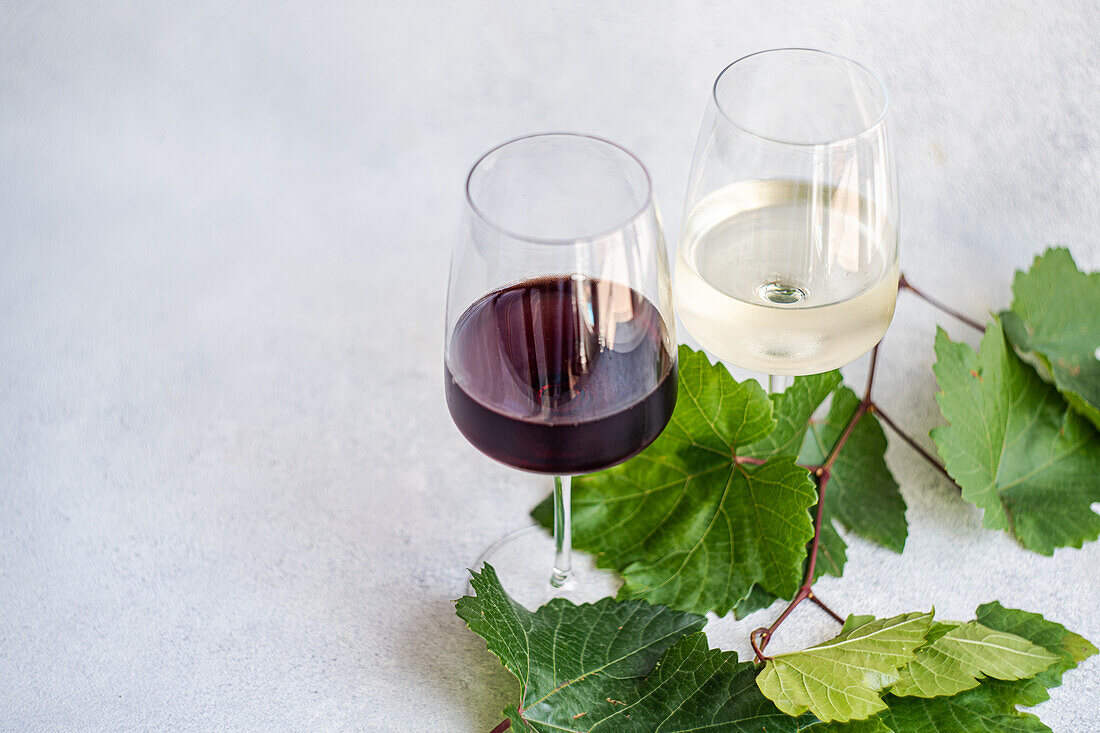 From above wine glasses Saperavi red and Kisi dry white one of the most popular wine varieties in Georgia