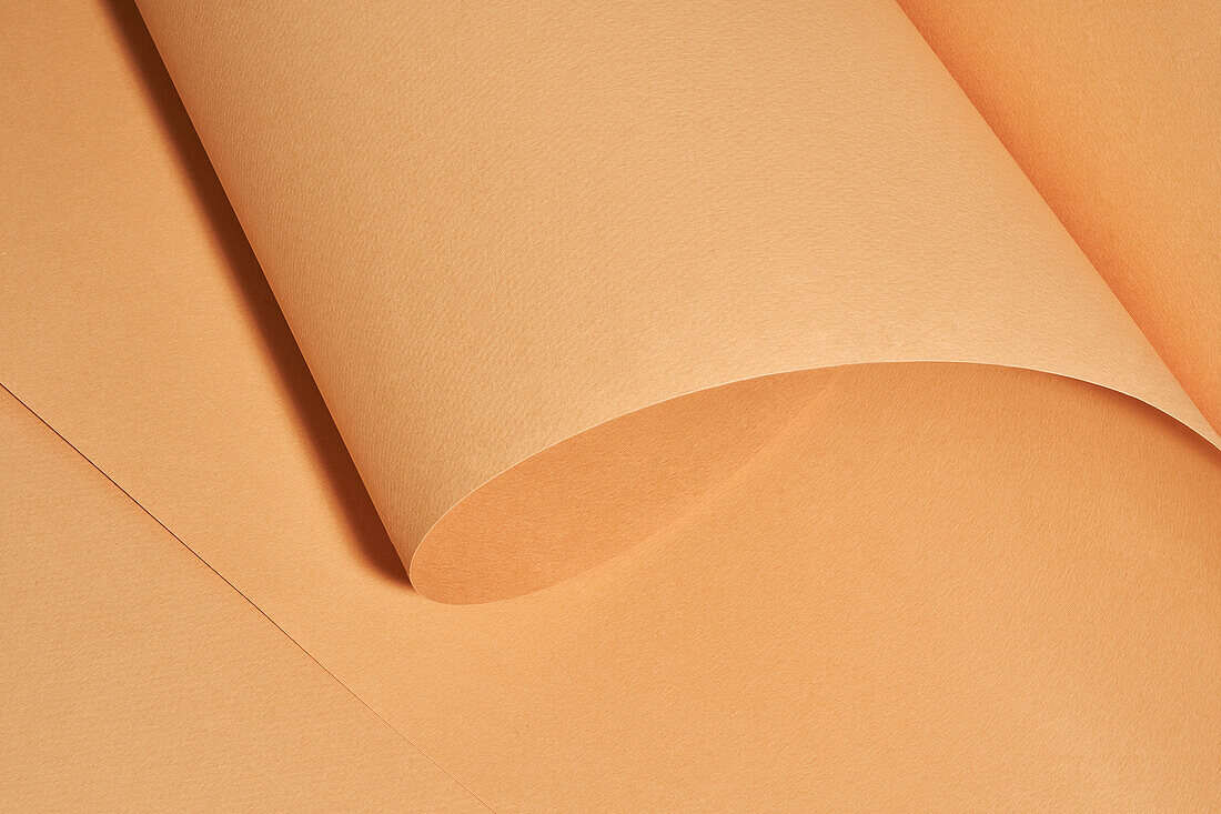 High angle of naturally rolled craft paper background with a beautiful studio light