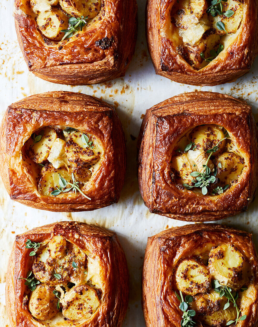 Puff pastry pockets with potatoes and cheese