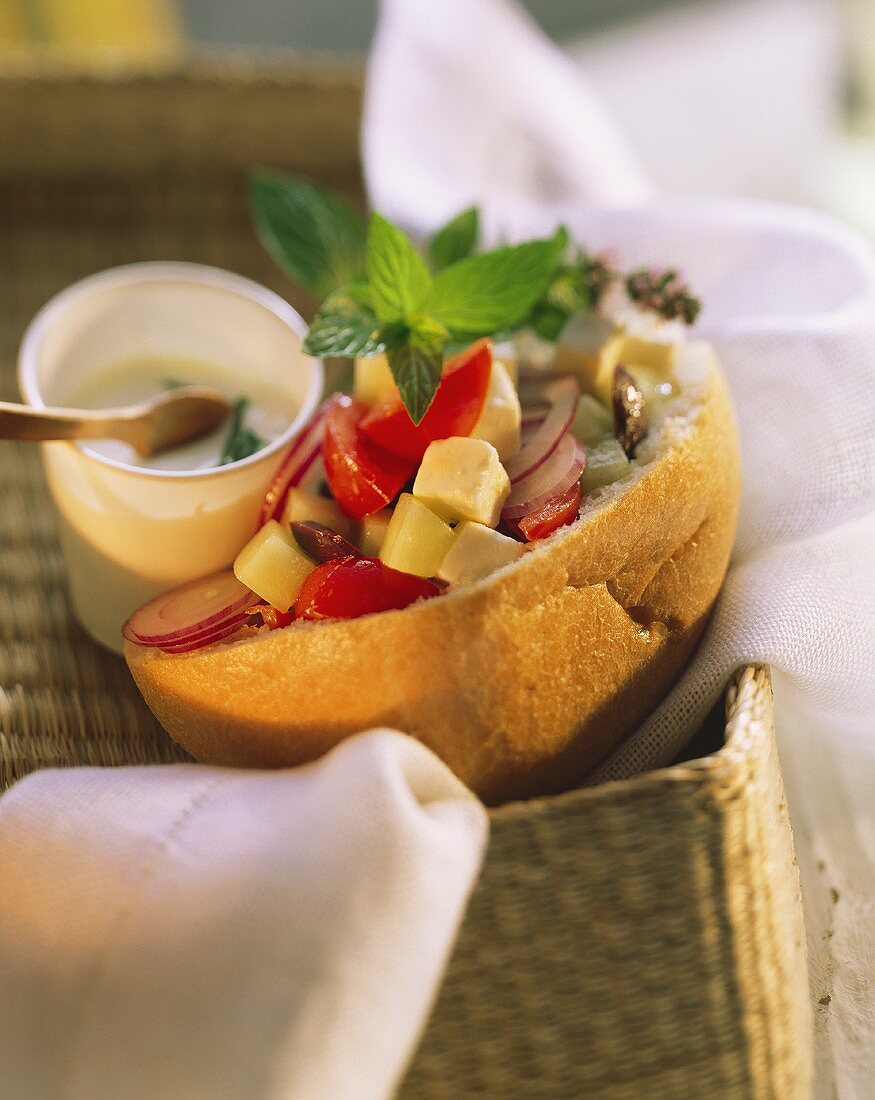 Vegetarian Pita Pocket with Feta Cheese