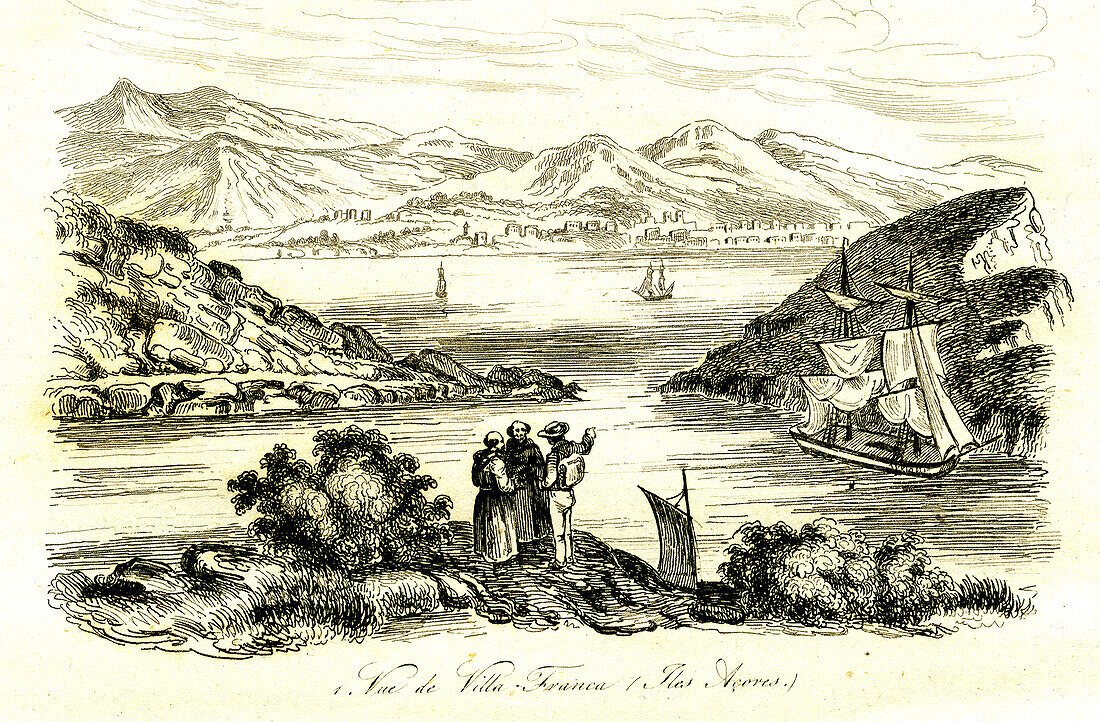 Vila Franca do Campo, Azores, 19th century illustration