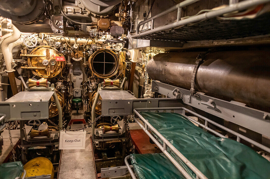 Forward torpedo room on submarine