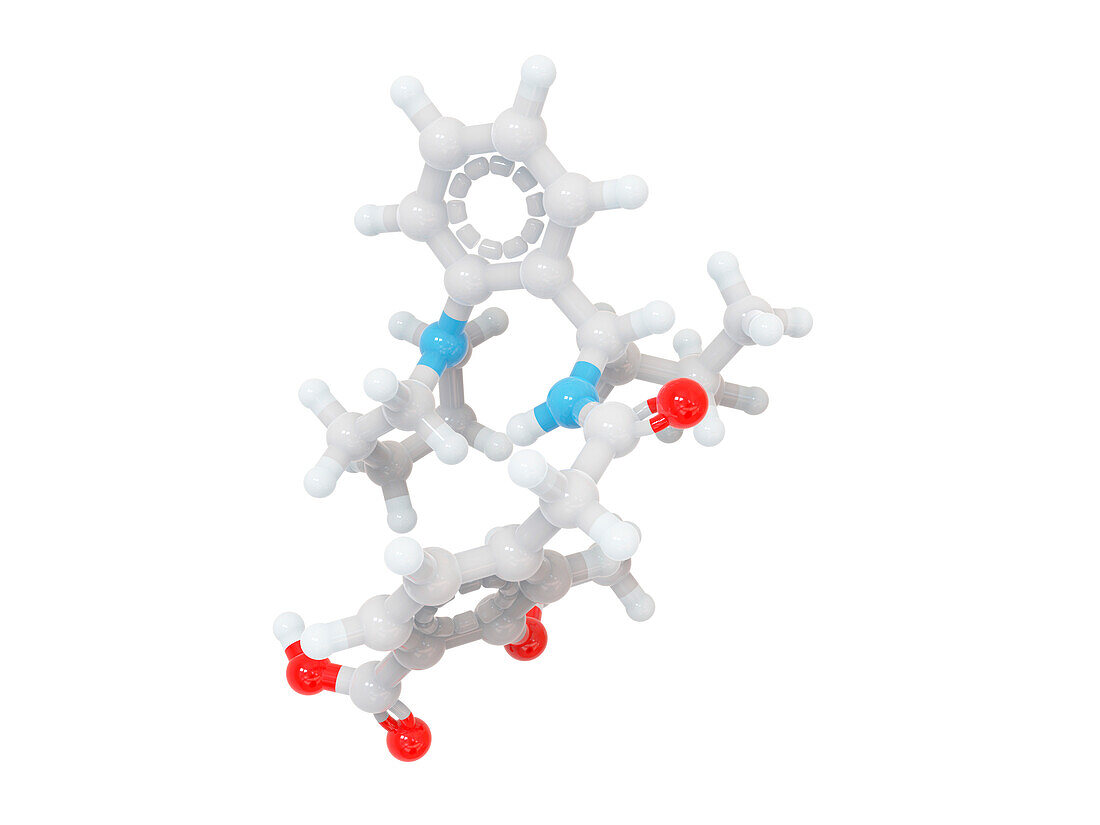 Antidiabetic drug repaglinide molecular structure, illustration