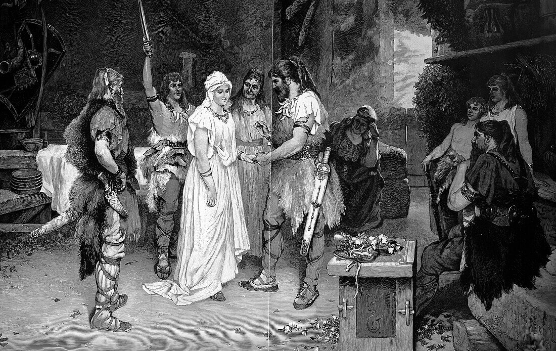 Wedding in old Germanic times, illustration