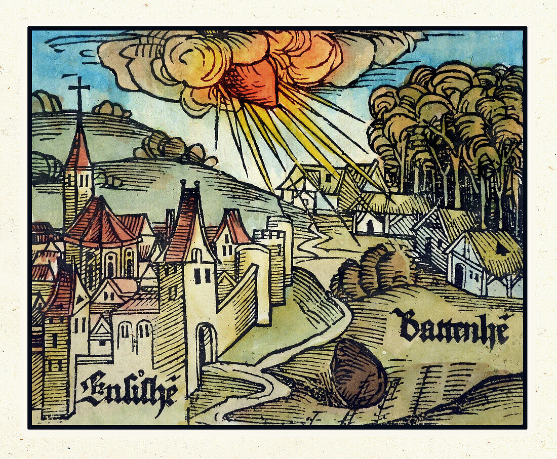 Ensisheim meteorite fall, 1492, illustration