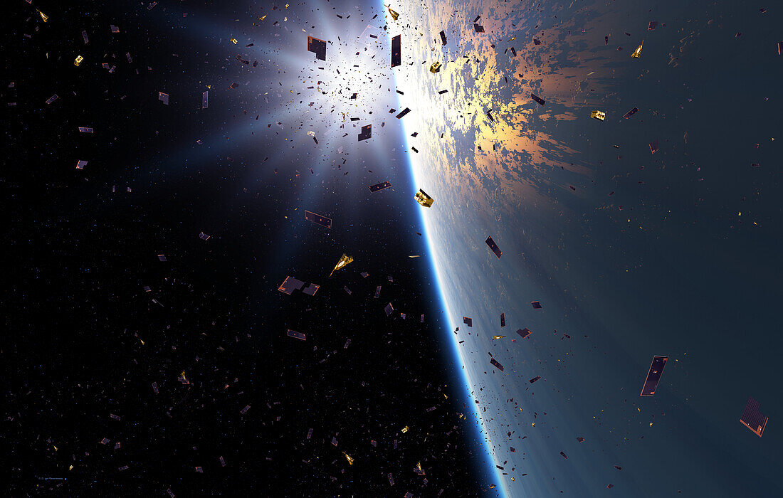 Space debris, conceptual illustration
