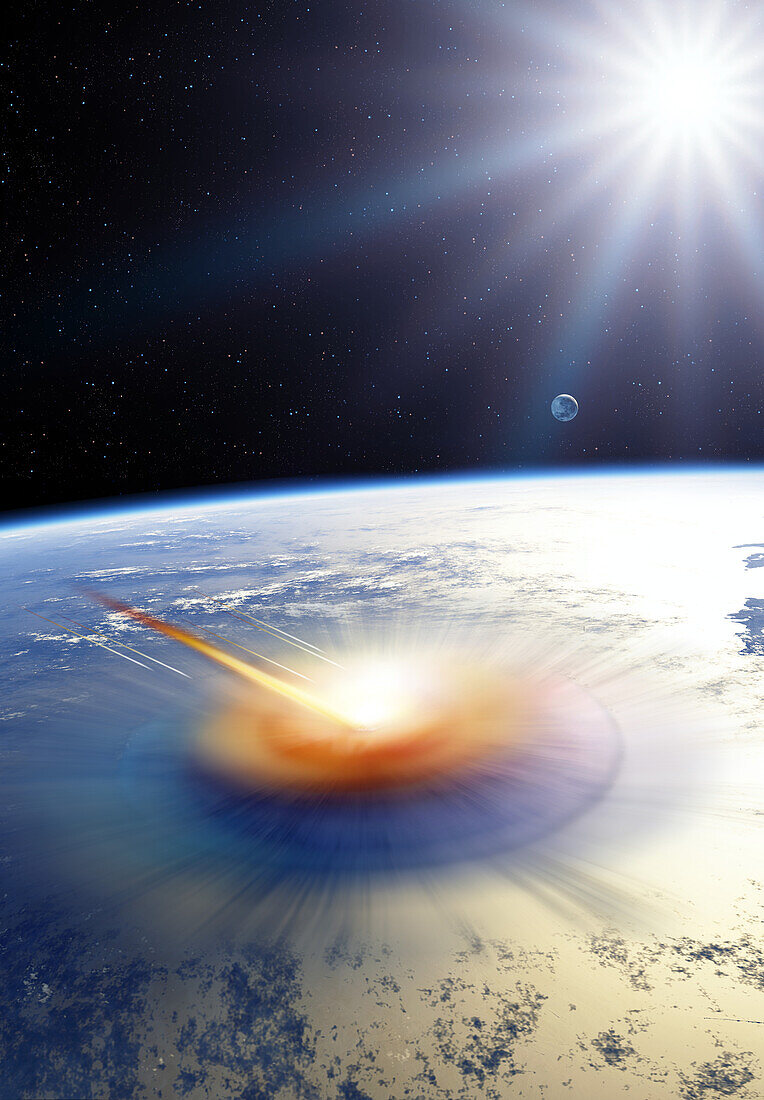Asteroid impacting the Earth, illustration