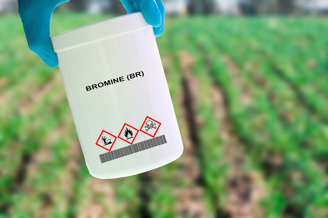 Container of bromine