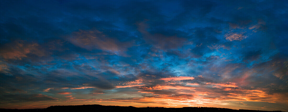 Cloudy sky panorama during sunset